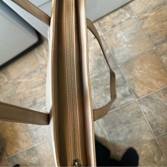 Classic Taupe Faux Leather Tote Bag Large‎ Capacity Shoulder Handbag Work - Picture 4 of 8